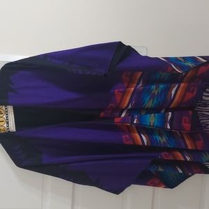 Purple wirh design and fringes one size fits all shawl